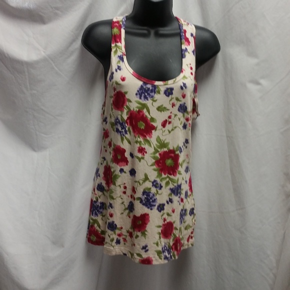 EUC CUTE XL Rue 21 Cream Floral Print Tank Top - Picture 2 of 3